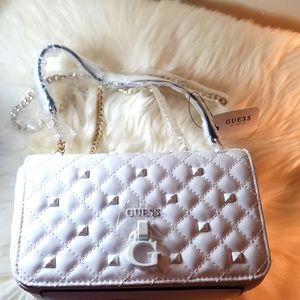 NWT Guess Rue Rose Mini Cross Body Bag in Quilted White